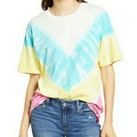 Daydreamer Oversized Tie Dye T-Shirt Neon Short Sleeve SZ Small - Picture 1 of 3